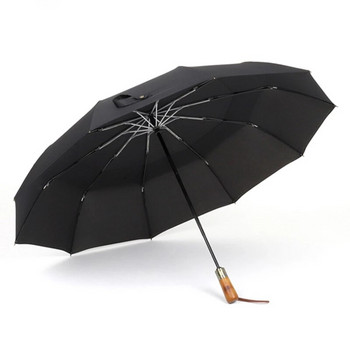 PARACHASE голям мъжки чадър в бизнес стил 115 см автоматичен дъждовен чадър двуслоен 10K ветроустойчиви големи голф чадъри дървени