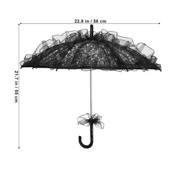 Чадър, чадър, дантела, черна сватба, реколта, слънчева готика, готически прозрачни чадъри за парти Дамска булчинска рокля с памучна бродерия