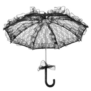 Чадър, чадър, дантела, черна сватба, реколта, слънчева готика, готически прозрачни чадъри за парти Дамска булчинска рокля с памучна бродерия