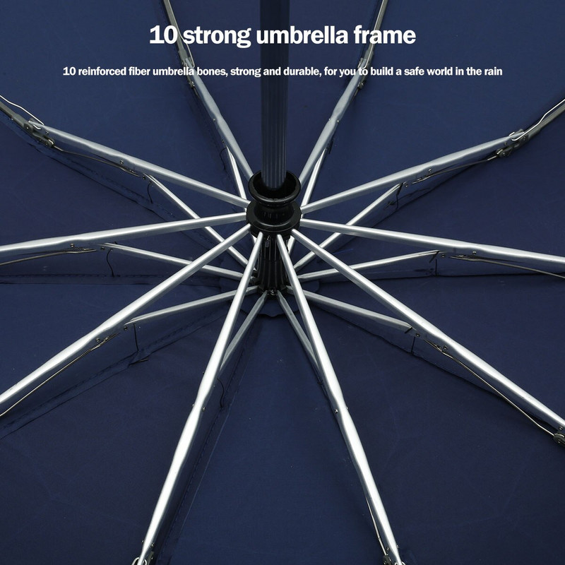 Umbrelă automată de 105 cm cu lanternă LED, umbrelă portabilă cu dungi reflectorizante rezistentă la vânt 3 umbrele pliabile inversate cu 10 nervuri