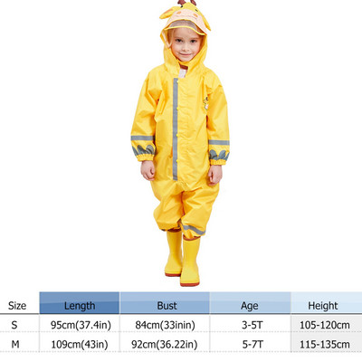 Detský kreslený pršiplášť, vonkajší nepremokavý overal, viacfarebný unisexový detský žabí žirafí kabát 3-10 rokov