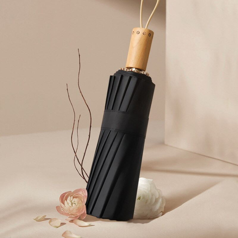 Erős, szélálló lány napernyő 3 összecsukható, 16K tintával festett stílusú kézi esernyő eső női nagy esernyők fa fogantyúval