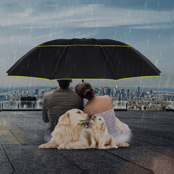 Качествен голям чадър 130 см двуслоен сгъваем чадър за дъжд жени 10 ребра Ветроустойчив парагуа моден бизнес голям чадър мъжки