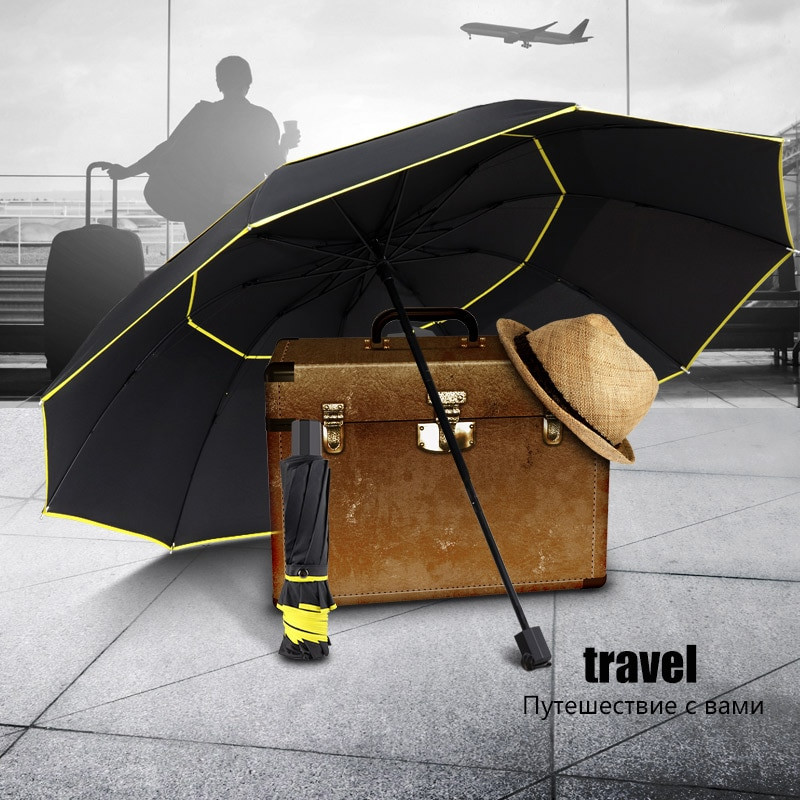 Kvalitný veľký dáždnik 130 cm, dvojvrstvový skladací dáždnik, dáždnik pre ženy, 10 rebier, vetruodolný, paragua módny biznis, veľký dáždnik pre mužov