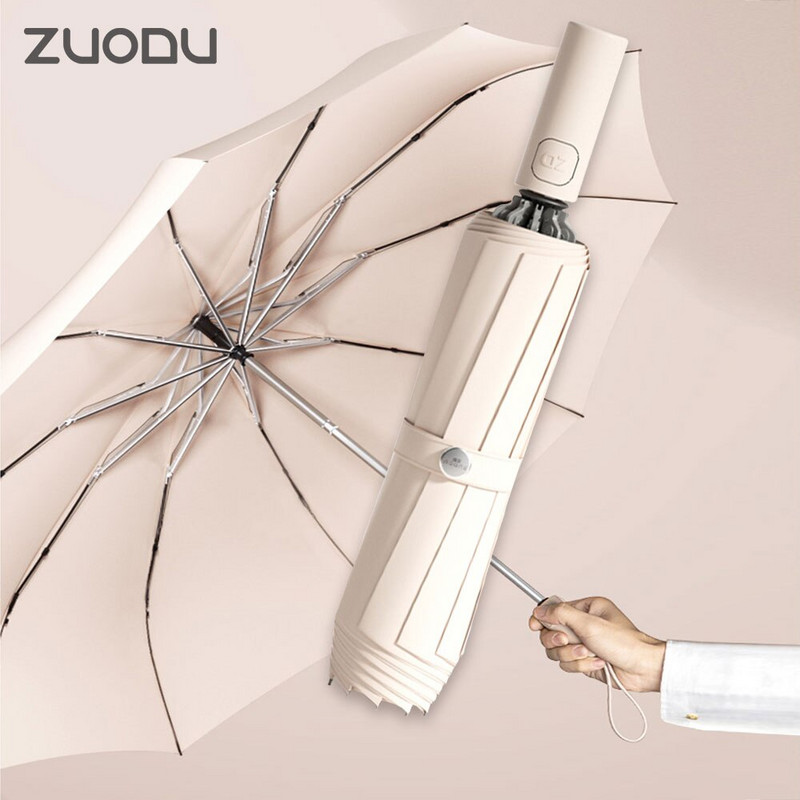 Zuodu Automatické skladacie reverzné dáždniky pre mužov a ženy Cestovné dáždniky proti dažďu Vetruodolné Obchodné Dvojité dáždniky zosilnené vetrom