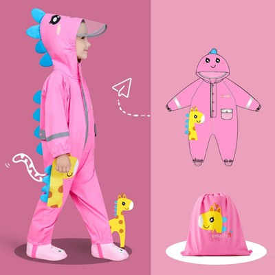 Kreslený jednodielny detský pršiplášť, roztomilé veľké okraje, reflexný pás, bezpečnostné nepremokavé študentské pončo, vonkajšie na chôdzu