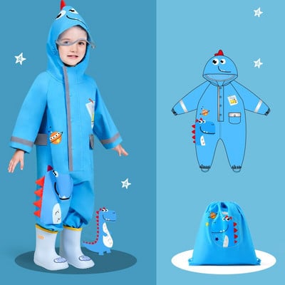 Kreslený jednodielny detský pršiplášť, roztomilé veľké okraje, reflexný pás, bezpečnostné nepremokavé študentské pončo, vonkajšie na chôdzu