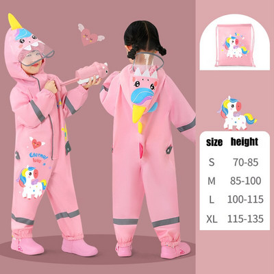 Kreslený jednodielny detský pršiplášť, roztomilé veľké okraje, reflexný pás, bezpečnostné nepremokavé študentské pončo, vonkajšie na chôdzu