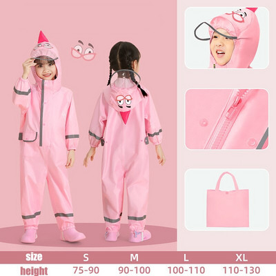 Kreslený jednodielny detský pršiplášť, roztomilé veľké okraje, reflexný pás, bezpečnostné nepremokavé študentské pončo, vonkajšie na chôdzu