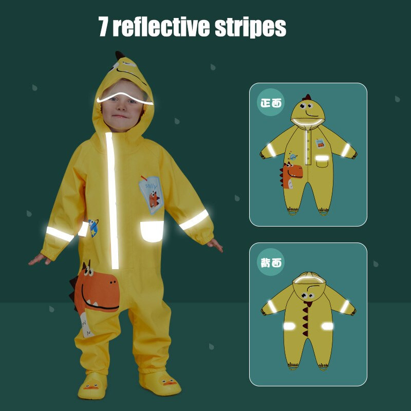 Kreslený jednodielny detský pršiplášť, roztomilé veľké okraje, reflexný pás, bezpečnostné nepremokavé študentské pončo, vonkajšie na chôdzu