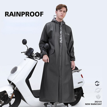 Моден по-дебел водоустойчив дълъг дъждобран Дамски дъждобран с качулка Черно мъжко пончо за дъжд за туризъм на открито Мотоциклетно дъждобран