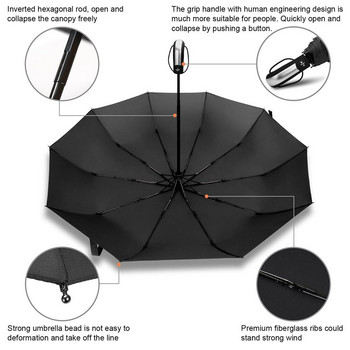 Устойчив на вятър три сгъваеми автоматични чадъра за дъжд Дамски автомобилни луксозни големи ветроустойчиви чадъри Мъжка рамка Ветроустойчив високо качество