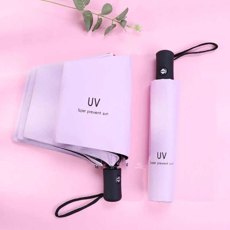 Päikesekaitsega päikesevari, automaatne täielikult UV-kiirgusega kokkupandav vihmavari, UV-vastane päikesevari, naistele, kaasaskantavale päikesevarjule universaalne