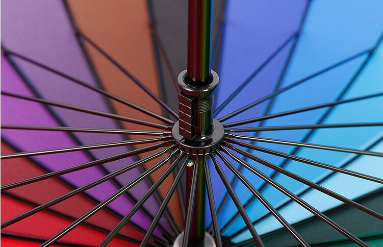 Umbrelă curcubeu nouă cu mâner lung, 24K, 2-3 persoane, mașină de lux, bărbați, femei, mare, rezistentă la vânt, dreaptă, însorită, ploioasă