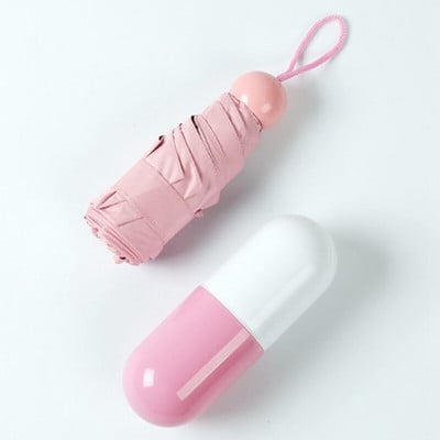 Mini kapsulas kabatas saulessargs meitenei, UV necaurlaidīgs, ūdensizturīgs pārnēsājams lietussargs, modes salokāms lietussargs.