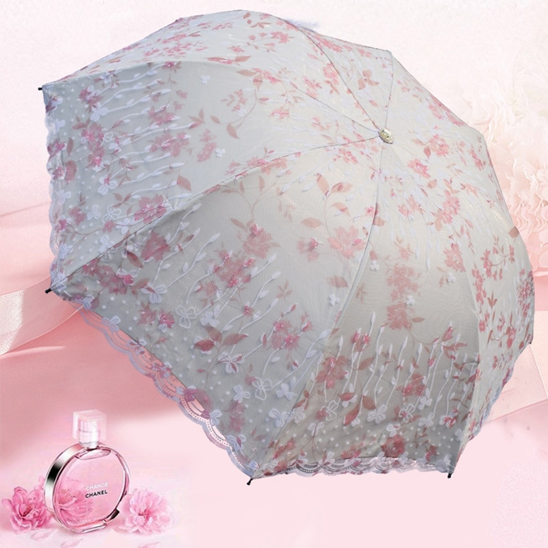 Dvojvrstvový čipkovaný anti UV slnečný dáždnik s ochranou proti dažďu pre ženy, skladací prenosný cestovný opaľovací krém, slnečník pre ženy, ľahký darček