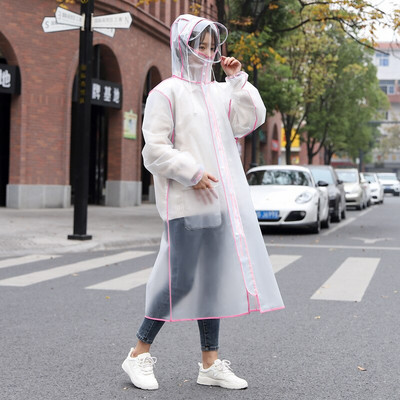 1ks EVA priehľadný trenčkot, pláštenka, nepremokavý pršiplášť pre ženy a mužov, kempingový nepremokavý pršiplášť s maskou, dropshipping