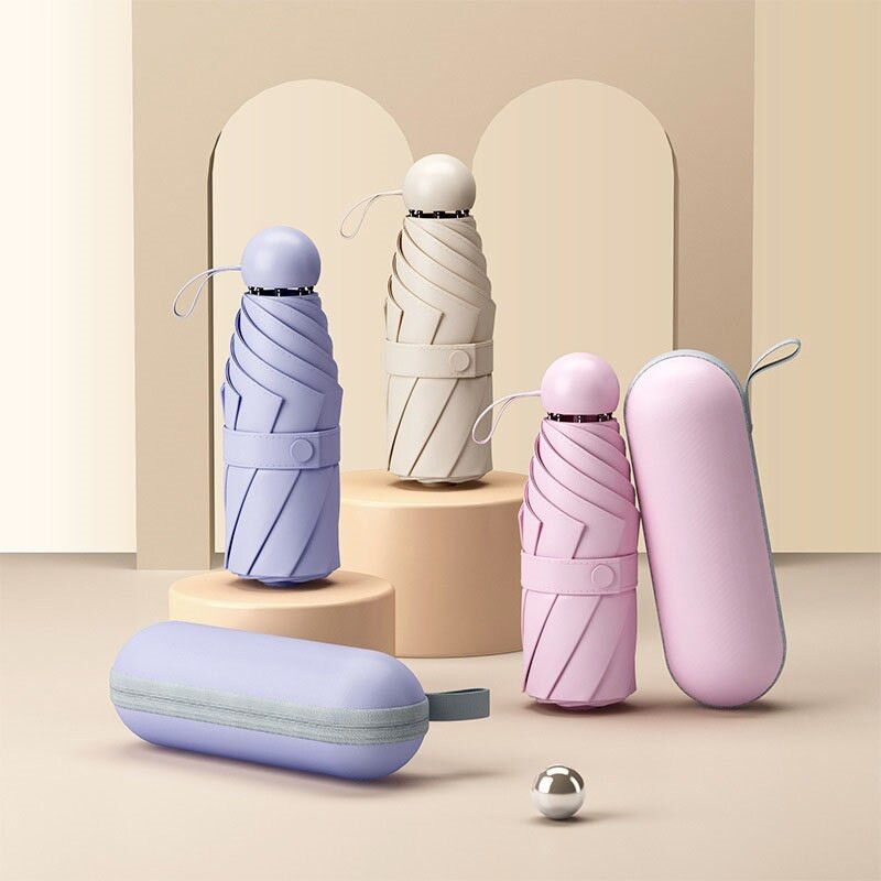 Mini kapsula Kišobran Svjetlo Sunčano Kišobran Kišobran Dnevne potrepštine za kućanstvo Crno ljepilo Krema za sunčanje i suncobran Prijenosni kiša