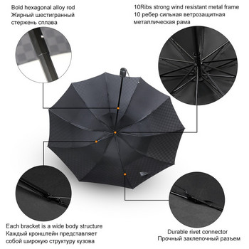 Διπλό στρώμα Σκούρο Πλέγμα Μεγάλη Ομπρέλα Βροχή Γυναικείες Ανδρικές 3 Πτυσσόμενες 10 K αντιανεμικές επαγγελματικές ομπρέλες ανδρική ομπρέλα Οικογενειακό Ταξίδι Παραγουά