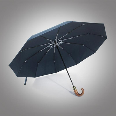 PARACHASE 3 πτυχή μασίφ ξύλο καμπύλη λαβή 300T Μονόχρωμη 10 οστών Ενισχυμένη Ανθεκτική Ομπρέλα Επαγγελματικής Διαφημιστικής Ομπρέλα Sunny