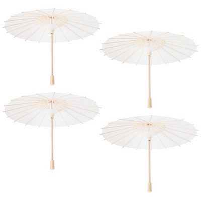 BESTOYARD 4 бр. бял хартиен чадър чадър китайски японски хартиен чадър сватбена украса диаметър 30 см случаен чадър