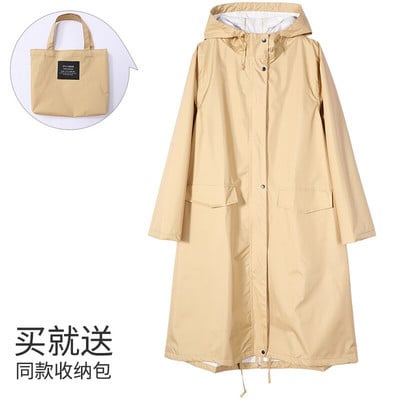 Dámsky nový štýlový dlhý pršiplášť, nepremokavá pršiplášťová bunda, pršiplášť, zahustený nepremokavý pršiplášť
