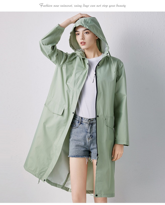 Dámsky nový štýlový dlhý pršiplášť, nepremokavá pršiplášťová bunda, pršiplášť, zahustený nepremokavý pršiplášť