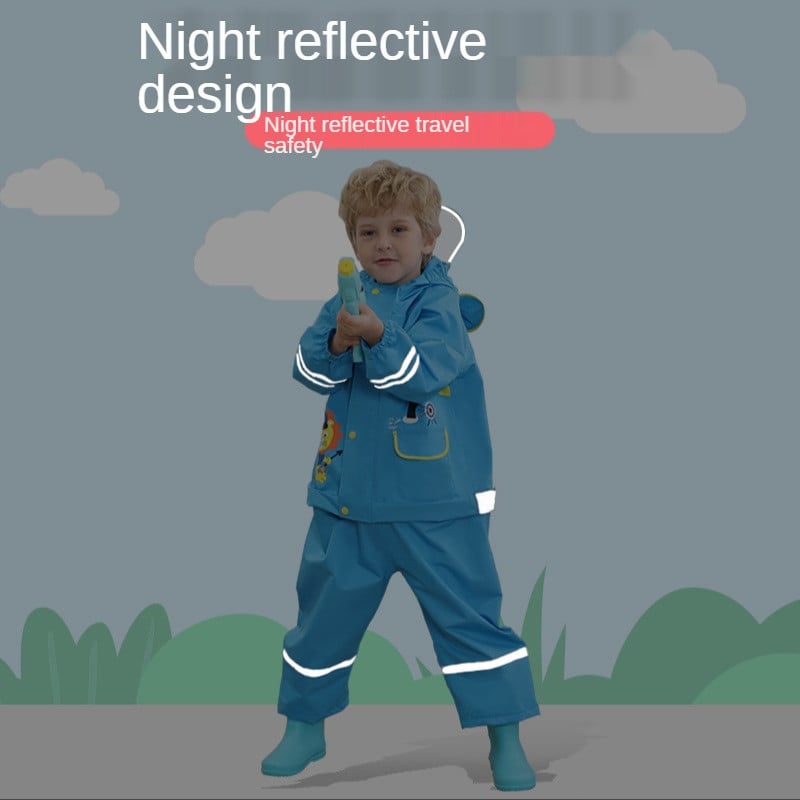 Detský módny nepremokavý overal s kapucňou pre deti od 2 do 9 rokov, jednodielny pršiplášť s kapucňou, detský oblek do dažďa