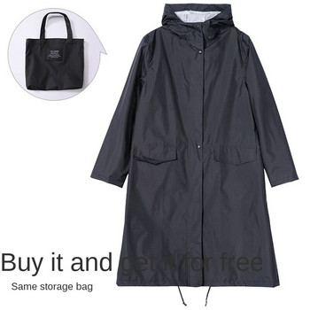 Дамски дъждобран с пончо и качулка с ръкави и два джоба отпред
