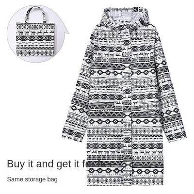 Dámsky nepremokavý pršiplášť s pončom, kapucňou a dvoma vreckami vpredu