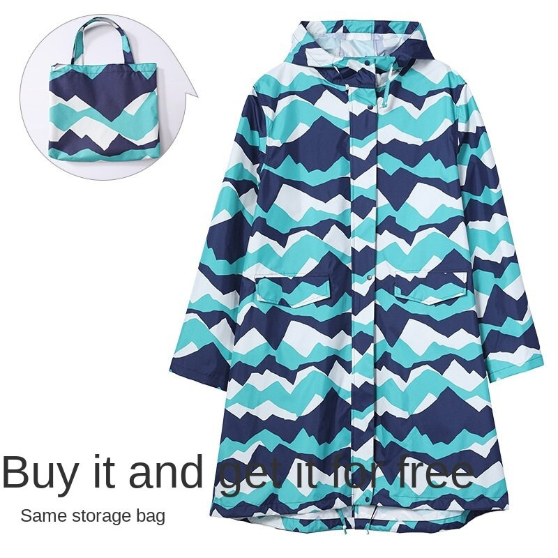 Dámsky nepremokavý pršiplášť s pončom, kapucňou a dvoma vreckami vpredu