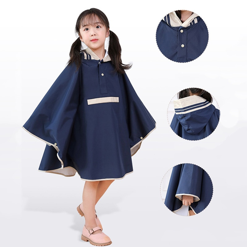 Detský dievčenský pršiplášť, detský roztomilý nepremokavý japonský detský pršiplášť, pončo s kapucňou, nepriepustné pršiplášte
