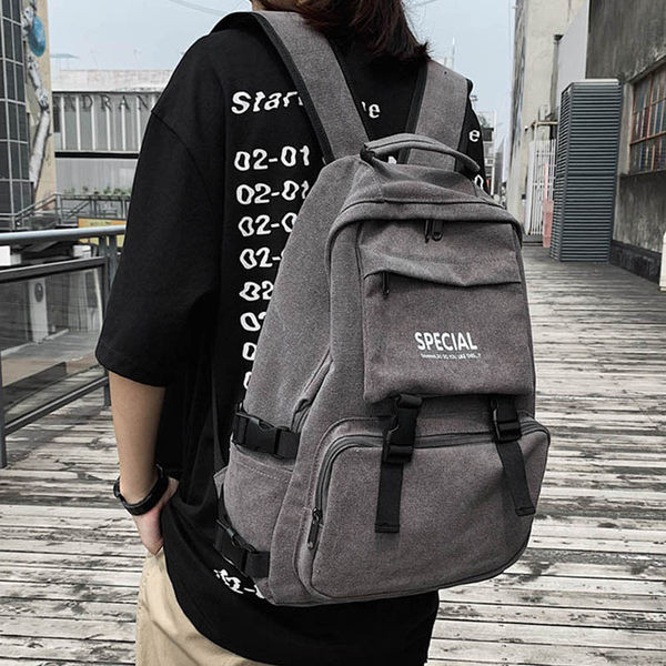 Pánsky plátený batoh so širokými popruhmi