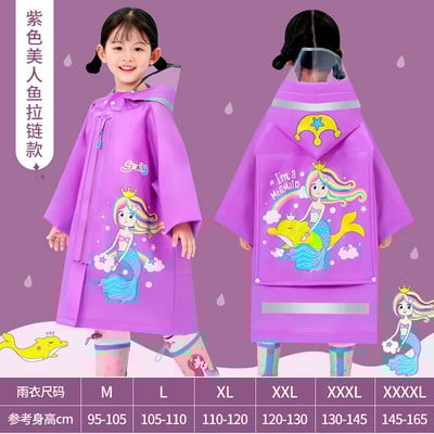 Detský pršiplášť, roztomilý nepremokavý zips pre žiakov základných škôl so školskou taškou, nepremokavý celotelový pončo pre materské školy