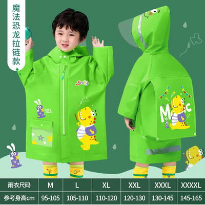 Detský pršiplášť, roztomilý nepremokavý zips pre žiakov základných škôl so školskou taškou, nepremokavý celotelový pončo pre materské školy