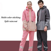 Täiskasvanute Fashion Hit Color poolitatud vihmamantel õues vihmakindel matkamine ratsutamine vihmamantel Vihmapükste ülikond helkur vihmakindel kaitsevarustus