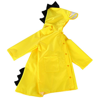 Behogar Унисекс r дъждобран водоустойчиво сладко Kawaii анимационен динозавър стил дъждобран дъждобран за деца деца момчета момичета жълт