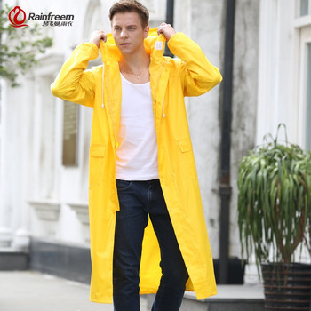 Rainfreem Дъждобран Мъже/Жени Непропускливо яке за дъжд Плюс размер S-6XL Жълто пончо Къмпинг Дъждобран Дрехи за дъжд с качулка