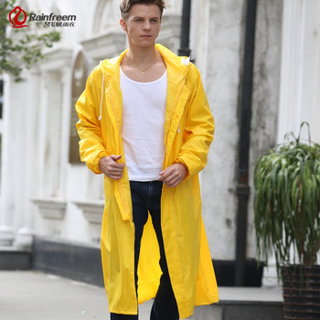 Rainfreem Дъждобран Мъже/Жени Непропускливо яке за дъжд Плюс размер S-6XL Жълто пончо Къмпинг Дъждобран Дрехи за дъжд с качулка