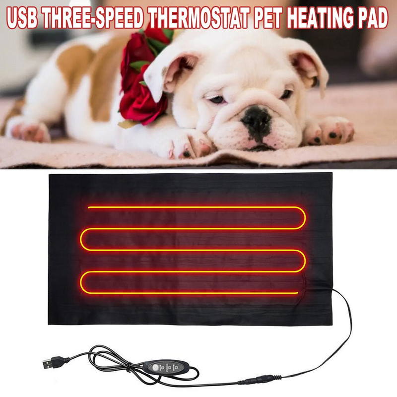 22x40cm/30X45cm 5V 2A USB naminių gyvūnėlių šildytuvo šildytuvas Elektrinis šildytuvo padas Žiemos šiltas kilimas gyvūnams Naminių gyvūnėlių šildytuvo kilimėlis