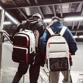 Rucsac textil pentru bărbați cu fermoar și inscripție