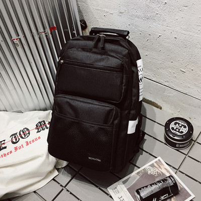 Rucsac textil pentru bărbați cu fermoar și inscripție