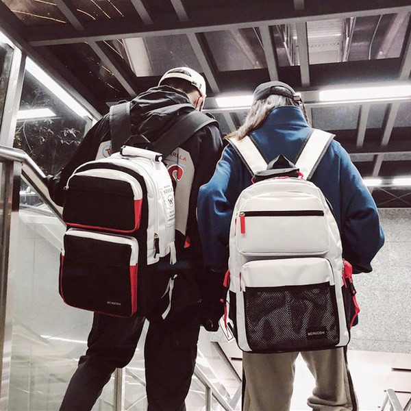 Rucsac textil pentru bărbați cu fermoar și inscripție