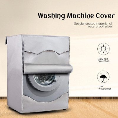 Washing Machine Cover Silver Polyester Waterproof Cover Fully Automatic Roller Washer Oxford Cloth Laundry Dryer Dustproof Cover