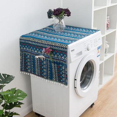 Pânză geometrică pentru frigider, cu o singură ușă, capac de praf pentru frigider, prosop dublu deschis, capac pentru mașină de spălat, prosop