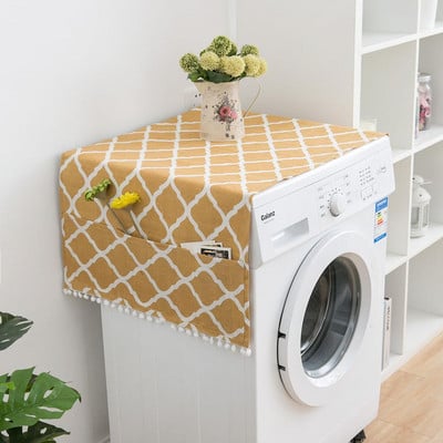 Pânză geometrică pentru frigider, cu o singură ușă, capac de praf pentru frigider, prosop dublu deschis, capac pentru mașină de spălat, prosop