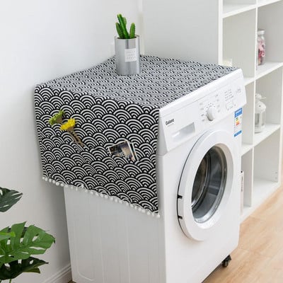 Pânză geometrică pentru frigider, cu o singură ușă, capac de praf pentru frigider, prosop dublu deschis, capac pentru mașină de spălat, prosop