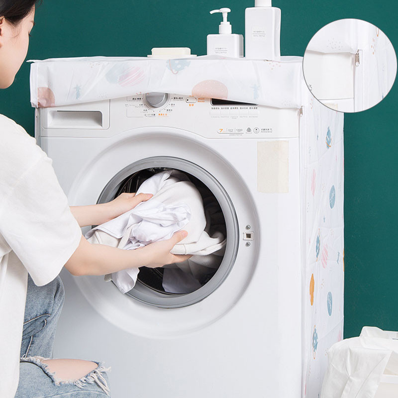 PEVA vandeniui atsparus skalbimo mašinos dangtis Buitinis automatinis pulsatoriaus būgno tipas Užtrauktukas Apsauginis nuo dulkių Namų organizacija Apsauginiai nuo dulkių