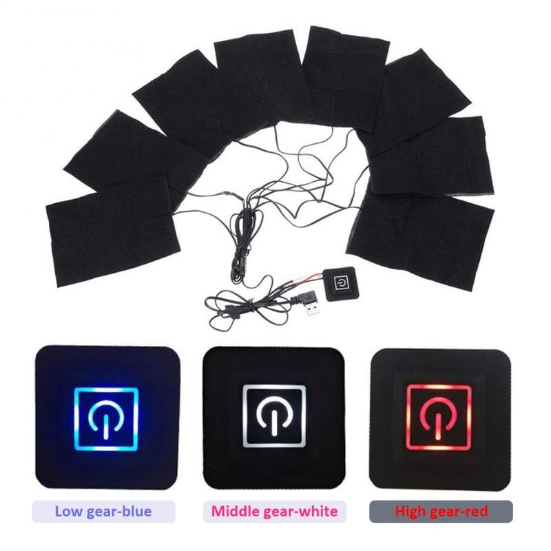 8/5/3gab USB elektriskā apsildāmā jaka apsildes spilventiņš 3 pārnesumu regulējams DIY apsildāms apģērbs oglekļa šķiedras apsildāms apģērbu paliktnis Dropship