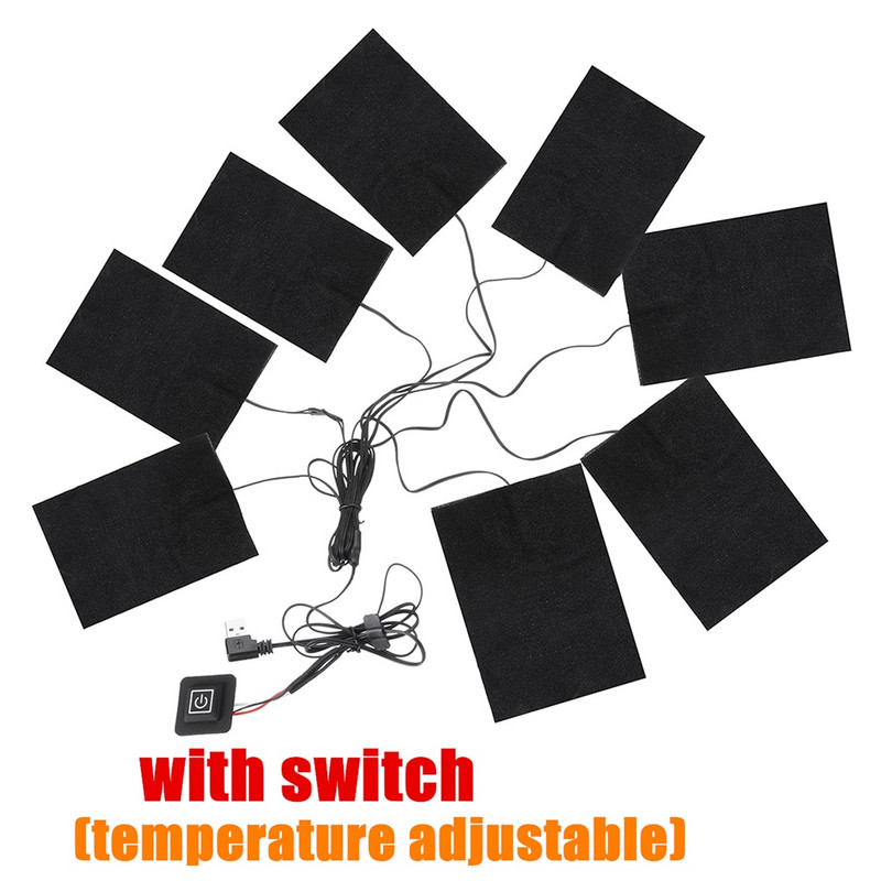 8 in 1 Elektrinės USB striukės Drabužiai Šildymo pagalvėlė Žieminė liemenė Šildoma Šildytuvai Pluošto šildytuvas